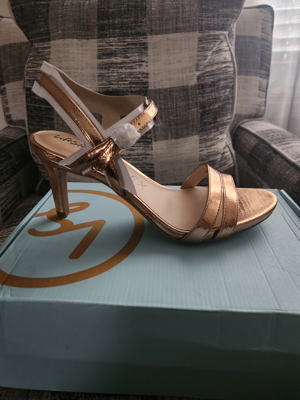 Life Stride Rose Gold Strappy High Heel Sandals